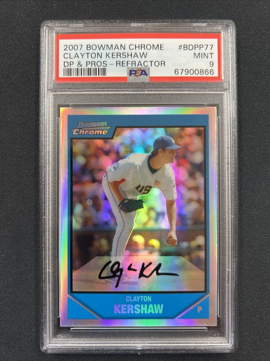 2007 Bowman Chrome DP and Prospects #BDPP77 Clayton Kershaw Refractor RC PSA 9